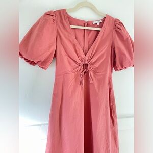 Madewell Poplin Cutout Puff-Sleeve Midi Dress